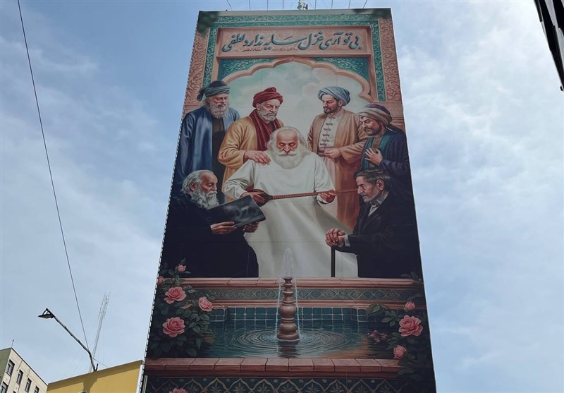 کدام شاعران در دیوارنگاره میدان جهاد کنار لطفی هستند